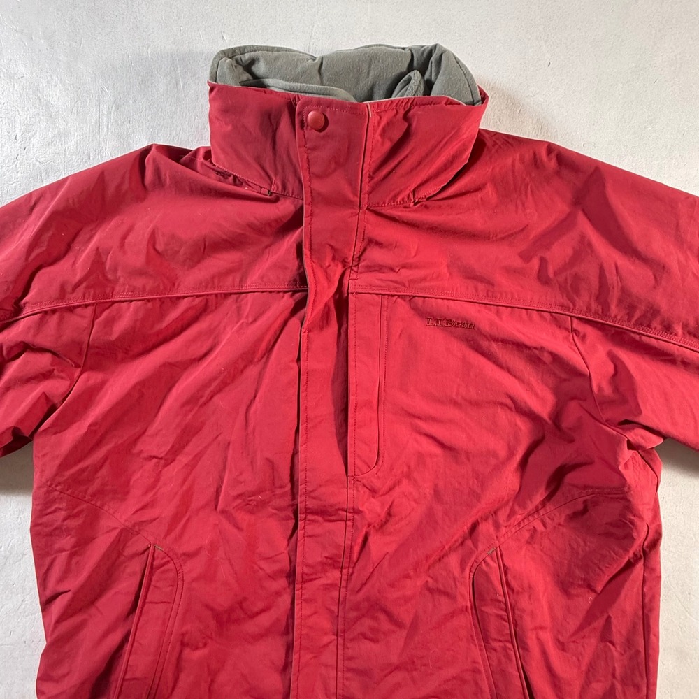 LL Bean 3 in 1 Fleece Lined Winter Jacket Men's XL Insulated Warm Outdoor Red